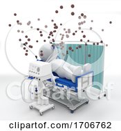 Poster, Art Print Of 3d Morph Man On Hospital Bed With Respirator