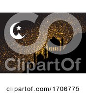 Poster, Art Print Of Gold Glitter Background With Mosque Silhouettes