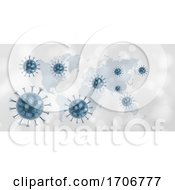 Medical Banner With Abstract Virus Cells On A World Map