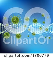 Poster, Art Print Of Medical Background With Abstract Virus Cells On Dna Strand