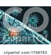 Poster, Art Print Of 3d Medical Background With Abstract Particle Design And Virus Cells