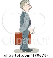 Poster, Art Print Of Cartoon Business Man Carrying A Briefcase