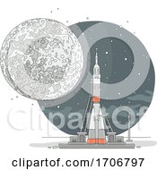 Poster, Art Print Of Rocket Ready For Launch And Moon