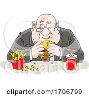 Cartoon Fat Politician Eating A Burger