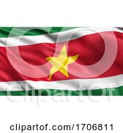 Poster, Art Print Of 3d Illustration Of The Flag Of Suriname Waving In The Wind