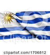 Poster, Art Print Of 3d Illustration Of The Flag Of Uruguay Waving In The Wind