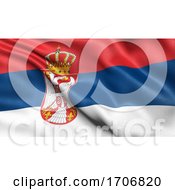 3D Illustration Of The Flag Of Serbia Waving In The Wind