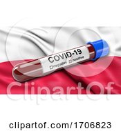 Poster, Art Print Of Flag Of Poland Waving In The Wind With A Positive Covid 19 Blood Test Tube