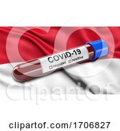 Flag Of Indonesia Waving In The Wind With A Positive Covid 19 Blood Test Tube