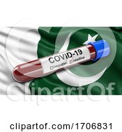 Poster, Art Print Of Flag Of Pakistan Waving In The Wind With A Positive Covid 19 Blood Test Tube