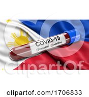 Poster, Art Print Of Flag Of Philippines Waving In The Wind With A Positive Covid 19 Blood Test Tube