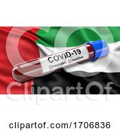 Poster, Art Print Of Flag Of The United Arab Emirates Waving In The Wind With A Positive Covid 19 Blood Test Tube
