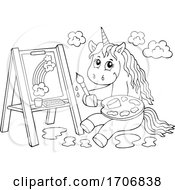 Poster, Art Print Of Black And White Unicorn Painting On Canvas