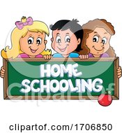 Children Over A Home Schooling Chalkboard by visekart