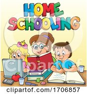 Mother Home Schooling Her Children