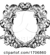 Poster, Art Print Of Coat Of Arms Crest Scroll Leaves Heraldic Shield
