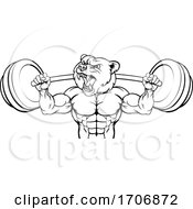 Poster, Art Print Of Bear Mascot Weight Lifting Barbell Body Builder