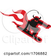 Poster, Art Print Of Black And Red Snowboarding Devil