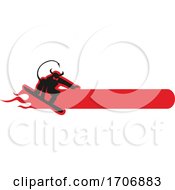 Black And Red Snowboarding Devil And Text Space