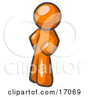 Orange Man Standing With His Hands On His Hips Clipart Illustration