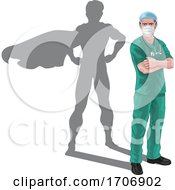 Poster, Art Print Of Superhero Nurse Doctor Shadow Super Hero