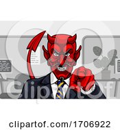 Poster, Art Print Of Devil Evil Businessman In Suit Pointing
