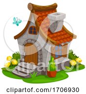 Poster, Art Print Of Cute Cottage And Butterfly