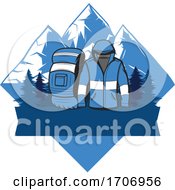 Poster, Art Print Of Hiking Gear And Mountains Logo