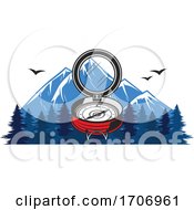 Poster, Art Print Of Compass And Mountains Logo
