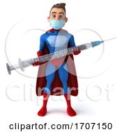 3d Male Blue And Red Super Hero Wearing A Mask On A White Background by Julos
