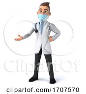 3d Young White Male Doctor Wearing A Mask On A White Background by Julos