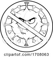 Poster, Art Print Of Black And White Coronavirus Mascot Character In A Prohibited Symbol