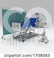 3D Hospital Bed With Respirator