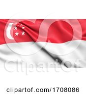 Poster, Art Print Of 3d Illustration Of The Flag Of Singapore Waving In The Wind