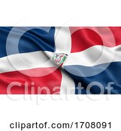 3D Illustration Of The Flag Of The Dominican Republic Waving In The Wind