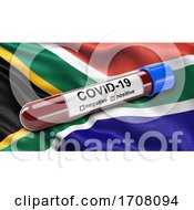 Poster, Art Print Of Flag Of South Africa Waving In The Wind With A Positive Covid19 Blood Test Tube