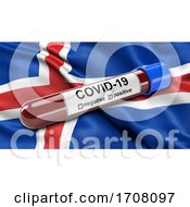 Poster, Art Print Of Flag Of Iceland Waving In The Wind With A Positive Covid19 Blood Test Tube