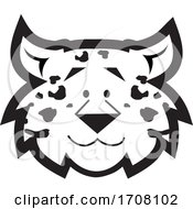 Poster, Art Print Of Cartoon Black And White Leopard School Sports Mascot Face