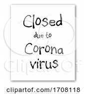Business Closed Due To Corona Virus Sign