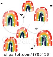 Poster, Art Print Of Bold And Playful Background Pattern Of Rainbows And Hearts