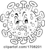 Poster, Art Print Of Cartoon Black And White Virus Character