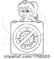 Poster, Art Print Of Cartoon Black And White Female Doctor Over A Virus Sign