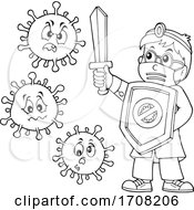 Poster, Art Print Of Cartoon Male Doctor Fighting Viruses