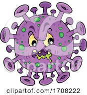 Cartoon Purple And Green Virus Character