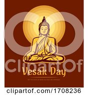 Vesak Day Buddha Sit Under Full Moon