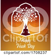 Vesak Day Buddha Sit Under Bodhi Tree by Vector Tradition SM