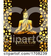 Vesak Day Holiday Gold Buddha In Meditation