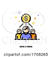 Icon With Business Team And Dollar Sign For Partner Program Or Referrals Network Concept Flat Filled Outline Style Pixel Perfect 64x64 Editable Stroke
