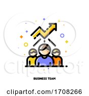 Poster, Art Print Of Icon With Business Team And Chart Of Increasing Income For Financial Growth Concept Flat Filled Outline Style Pixel Perfect 64x64 Editable Stroke