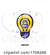 Poster, Art Print Of Icon Of User Photo And Light Bulb As Innovative Idea Symbol For Creative Person Concept Flat Filled Outline Style Pixel Perfect 64x64 Editable Stroke